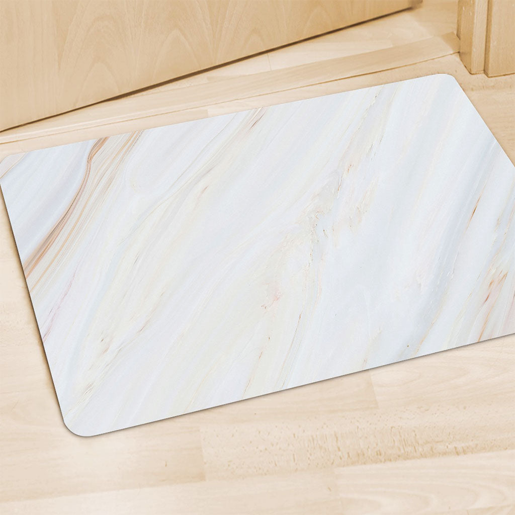White Brown Smooth Marble Print Polyester Doormat