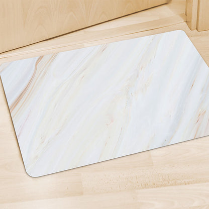 White Brown Smooth Marble Print Polyester Doormat