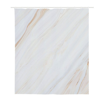 White Brown Smooth Marble Print Polyester Shower Curtain