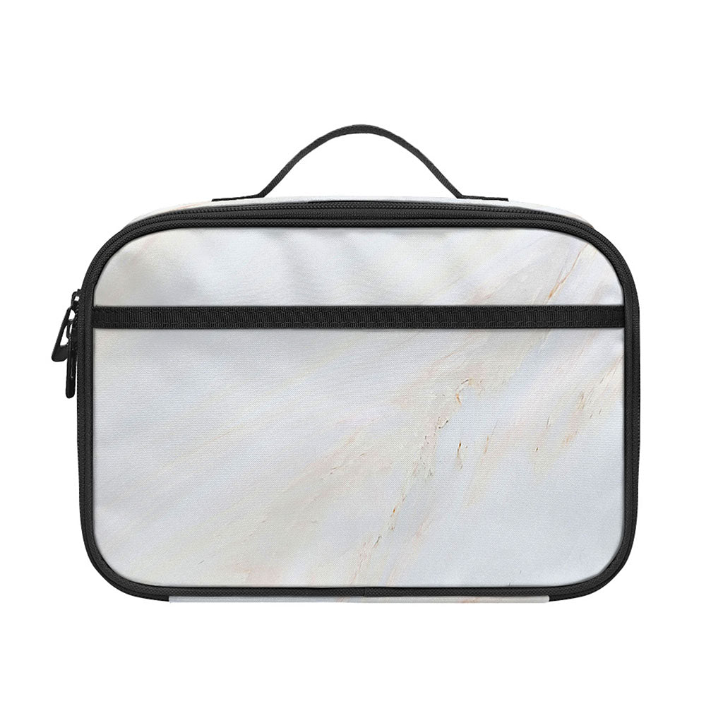White Brown Smooth Marble Print Portable Lunch Bag
