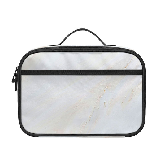 White Brown Smooth Marble Print Portable Lunch Bag