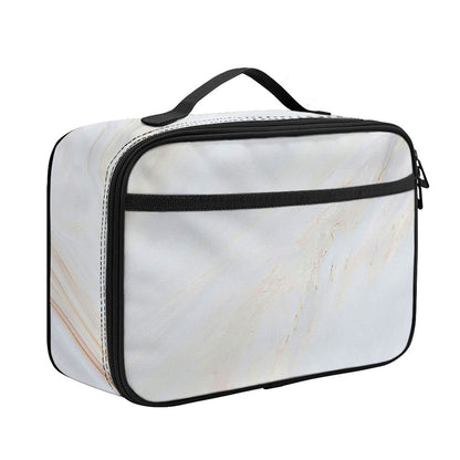 White Brown Smooth Marble Print Portable Lunch Bag