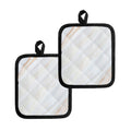 White Brown Smooth Marble Print Pot Holders