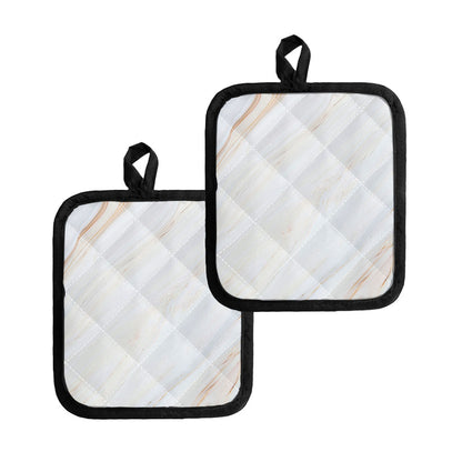 White Brown Smooth Marble Print Pot Holders