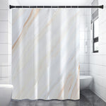 White Brown Smooth Marble Print Premium Shower Curtain