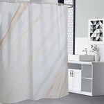 White Brown Smooth Marble Print Premium Shower Curtain