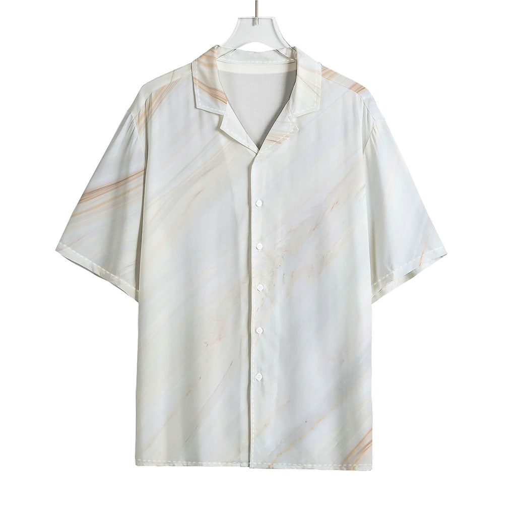 White Brown Smooth Marble Print Rayon Hawaiian Shirt