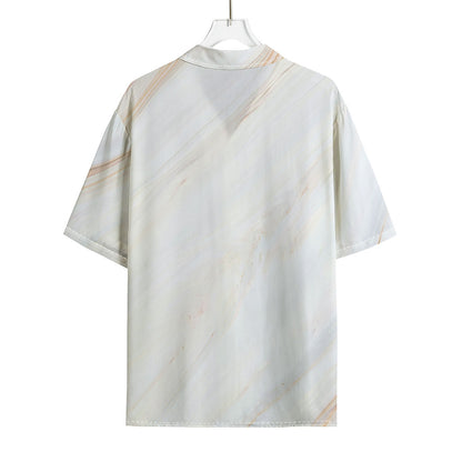 White Brown Smooth Marble Print Rayon Hawaiian Shirt