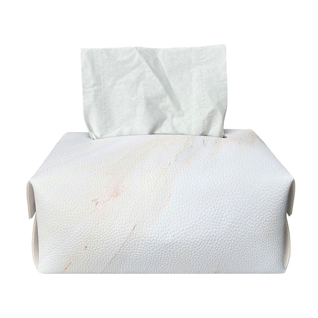 White Brown Smooth Marble Print Rectangle Tissue Box Cover