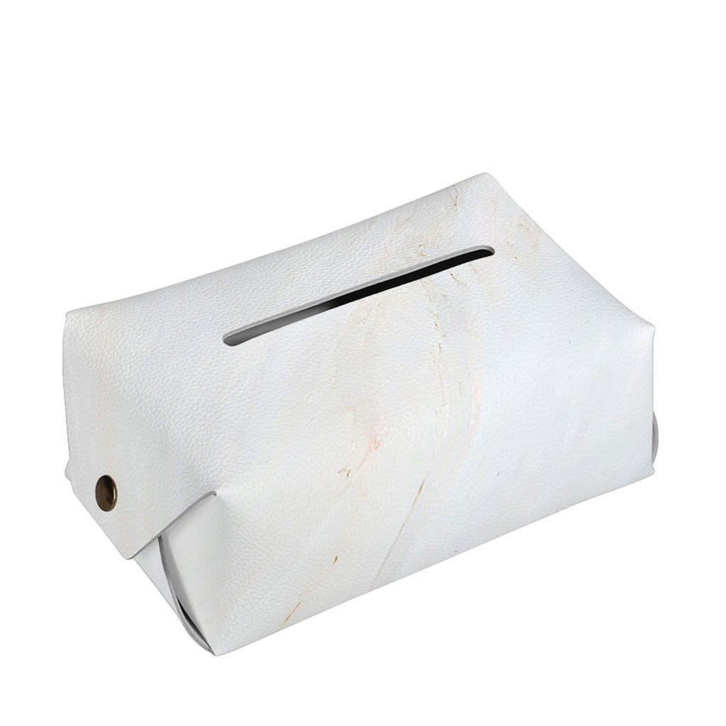 White Brown Smooth Marble Print Rectangle Tissue Box Cover