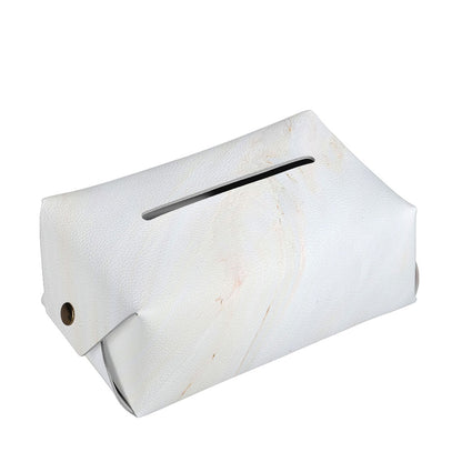 White Brown Smooth Marble Print Rectangle Tissue Box Cover