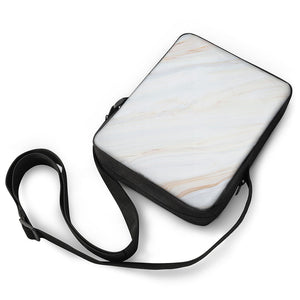 White Brown Smooth Marble Print Rectangular Crossbody Bag