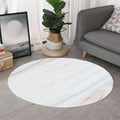 White Brown Smooth Marble Print Round Rug