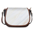 White Brown Smooth Marble Print Saddle Bag