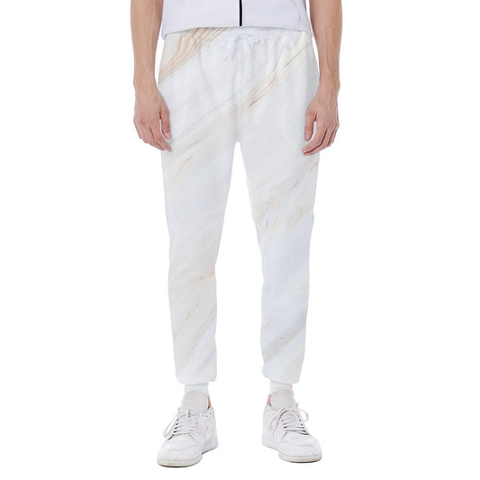 White Brown Smooth Marble Print Scuba Joggers