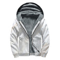 White Brown Smooth Marble Print Sherpa Lined Zip Up Hoodie