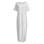 White Brown Smooth Marble Print Short Sleeve Long Nightdress
