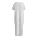 White Brown Smooth Marble Print Short Sleeve Long Nightdress