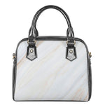 White Brown Smooth Marble Print Shoulder Handbag