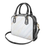 White Brown Smooth Marble Print Shoulder Handbag