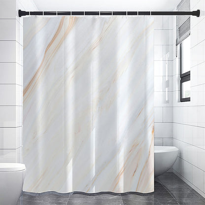 White Brown Smooth Marble Print Shower Curtain
