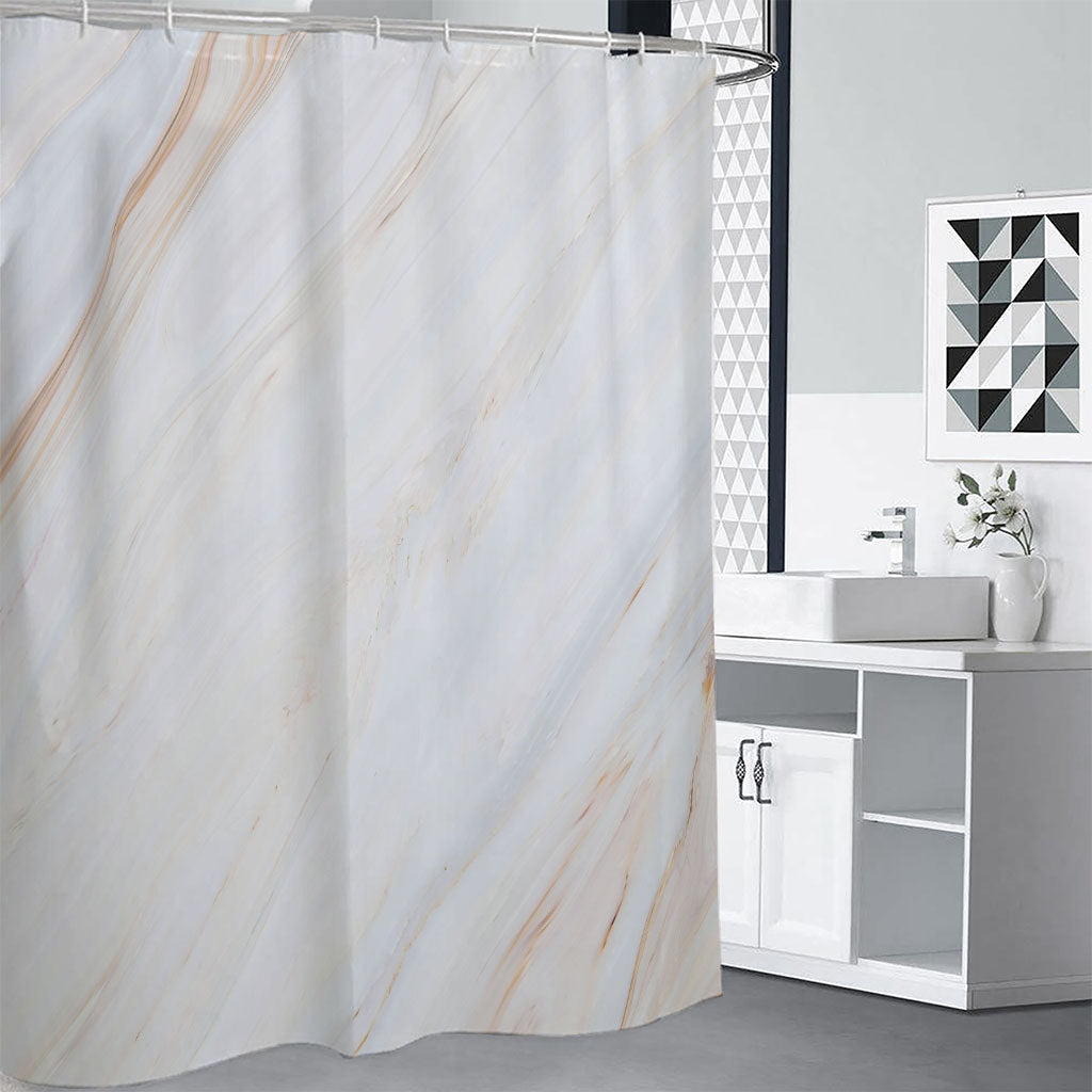 White Brown Smooth Marble Print Shower Curtain