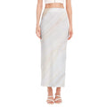 White Brown Smooth Marble Print Side Slit Maxi Skirt