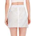 White Brown Smooth Marble Print Side Slit Mini Skirt