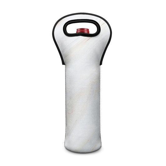 White Brown Smooth Marble Print Single Neoprene Wine Tote
