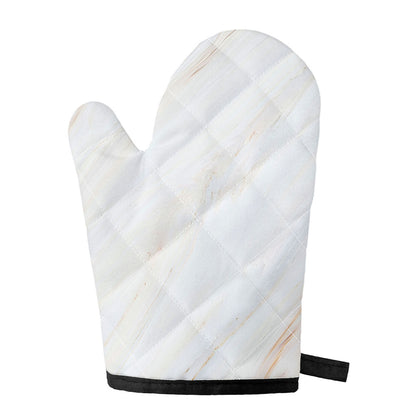 White Brown Smooth Marble Print Single Oven Mitt