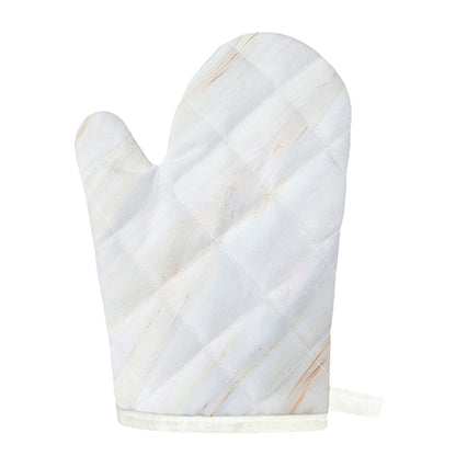 White Brown Smooth Marble Print Single Oven Mitt