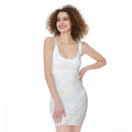 White Brown Smooth Marble Print Sleeveless Bodycon Dress