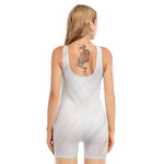 White Brown Smooth Marble Print Sleeveless One Piece Swimsuit