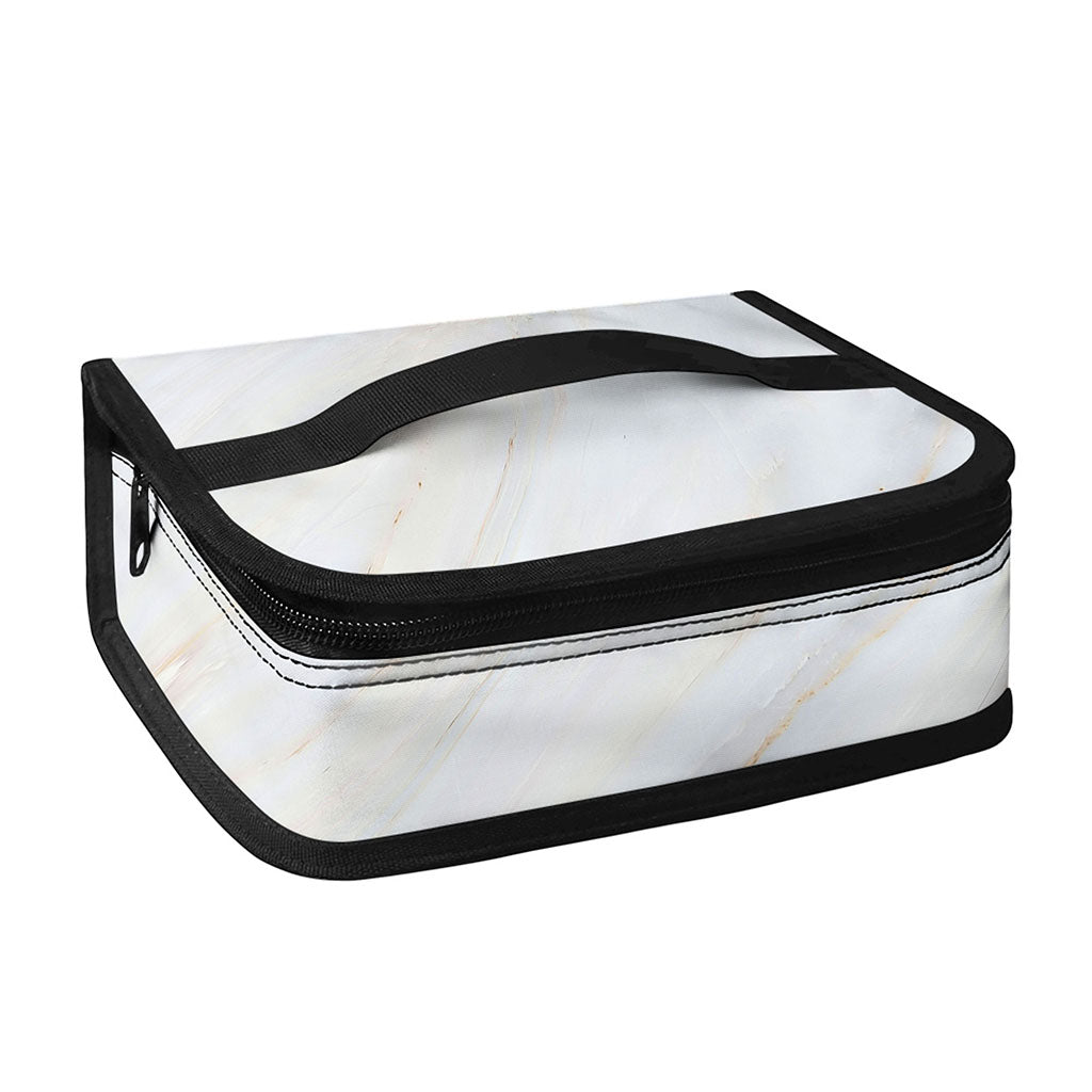 White Brown Smooth Marble Print Small Lunch Bag