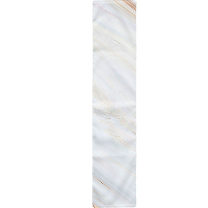 White Brown Smooth Marble Print Table Runner
