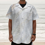 White Brown Smooth Marble Print Textured Short Sleeve Shirt