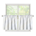 White Brown Smooth Marble Print Tier Curtains