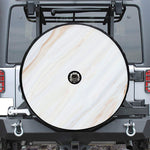 White Brown Smooth Marble Print Tire Cover With Camera Hole