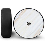 White Brown Smooth Marble Print Tire Cover With Camera Hole