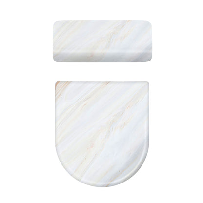 White Brown Smooth Marble Print Toilet Lid And Tank Cover Set