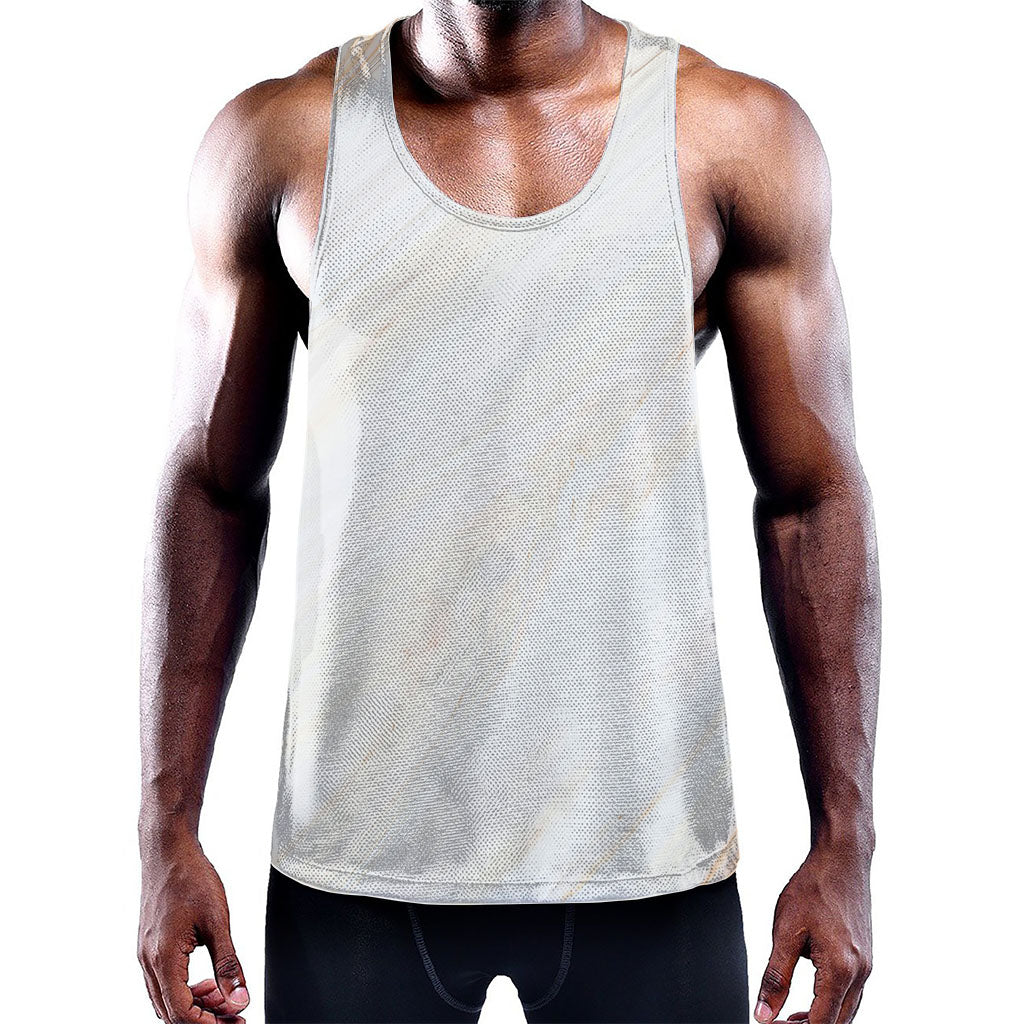 White Brown Smooth Marble Print Training Tank Top