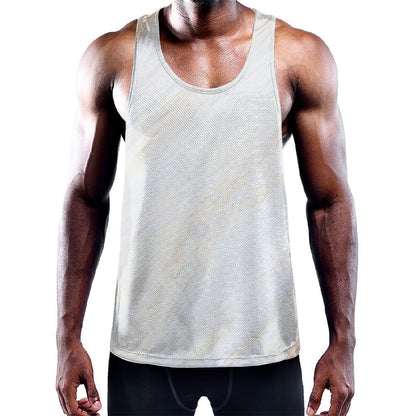 White Brown Smooth Marble Print Training Tank Top