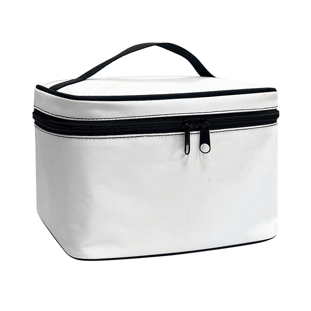 White Brown Smooth Marble Print Travel Makeup Bag