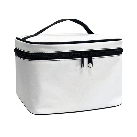 White Brown Smooth Marble Print Travel Makeup Bag