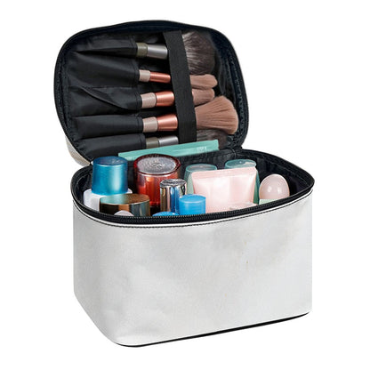 White Brown Smooth Marble Print Travel Makeup Bag