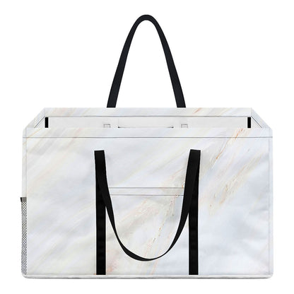 White Brown Smooth Marble Print Utility Tote Bag