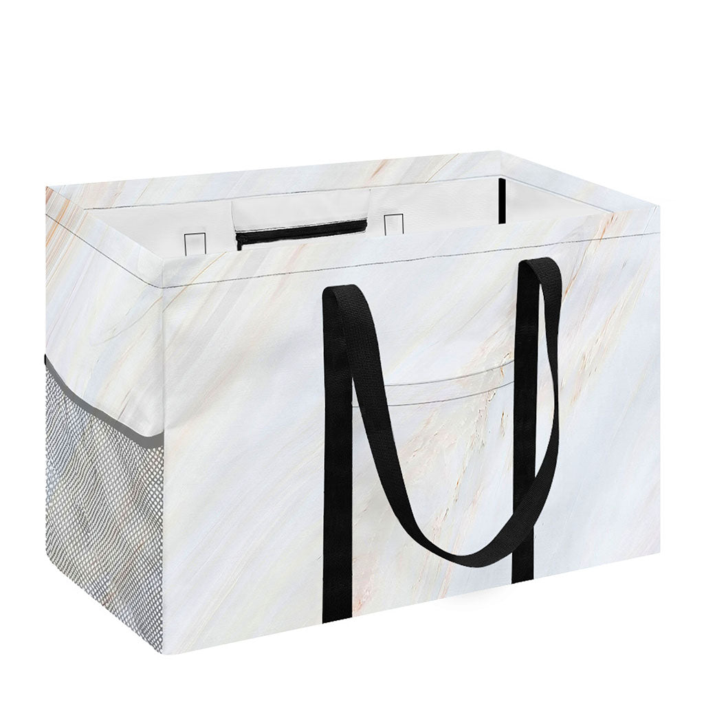 White Brown Smooth Marble Print Utility Tote Bag