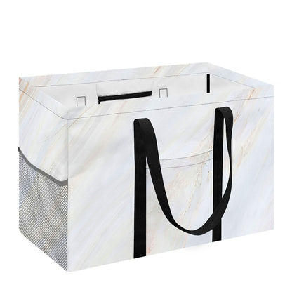 White Brown Smooth Marble Print Utility Tote Bag