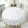 White Brown Smooth Marble Print Waterproof Round Tablecloth