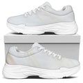 White Brown Smooth Marble Print White Chunky Shoes